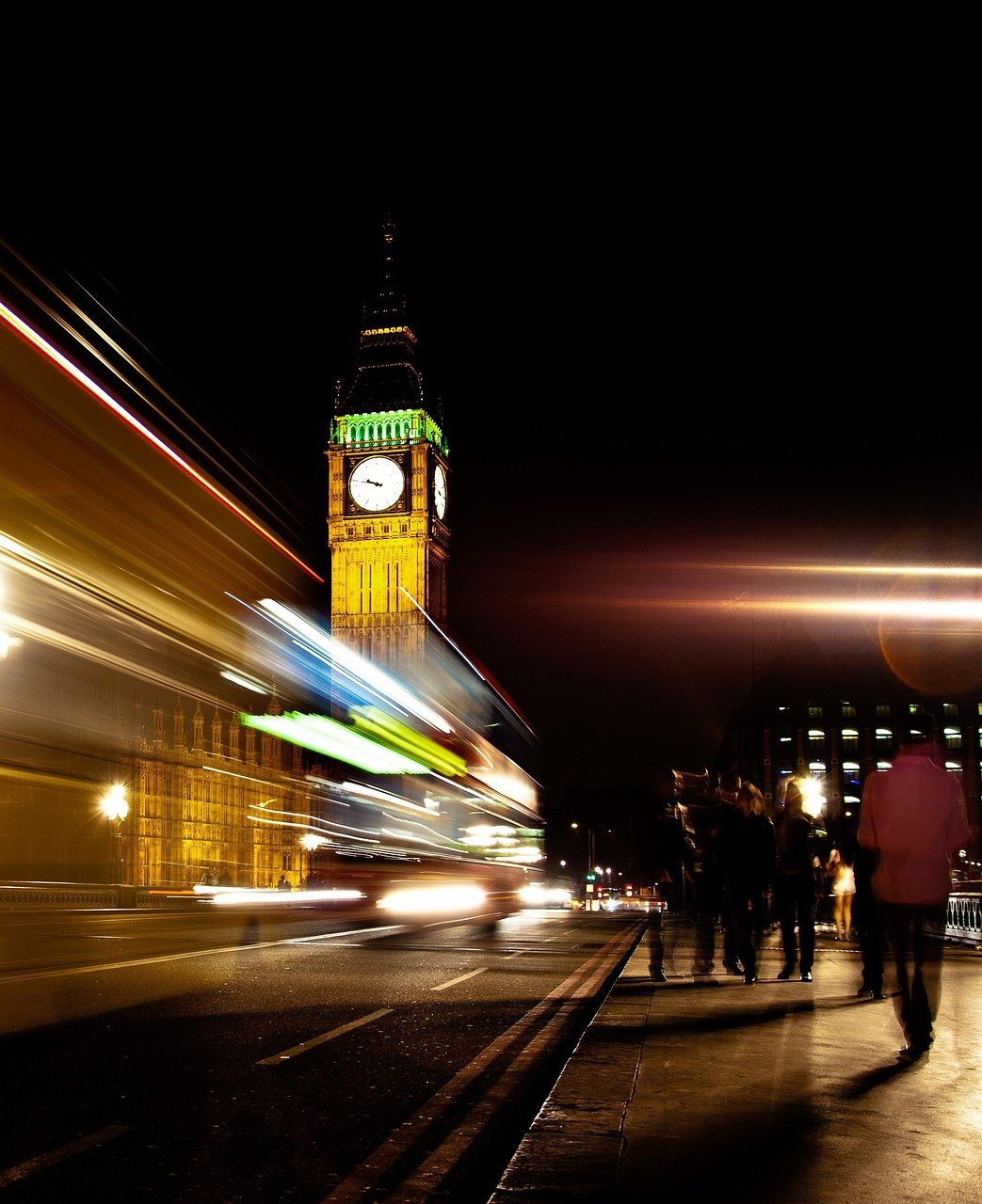 London Local SEO Strategy - Big Ben and red bus at night motion blur